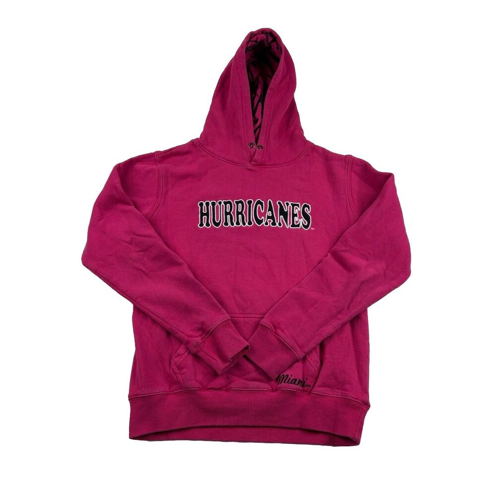 Miami Hurricanes Hoodie Pink Zebra Hood Womens S Stadium Athletics Long Sleeve